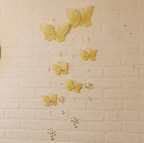 Yellow Beaded Wire Butterfly Hanging Mobiles - Picture 7 of 13